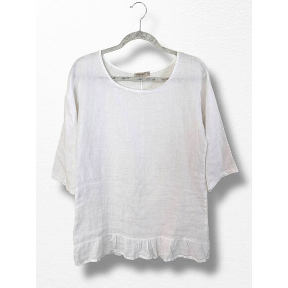 Lungo L’Arno Italian Linen Ruffle Tunic, Size S - Picture 1 of 10
